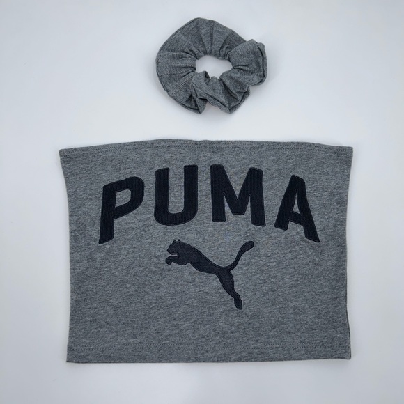 Reworked 1/1 Puma Tube Top and Scrunchie Set Gray Medium - Picture 1 of 3